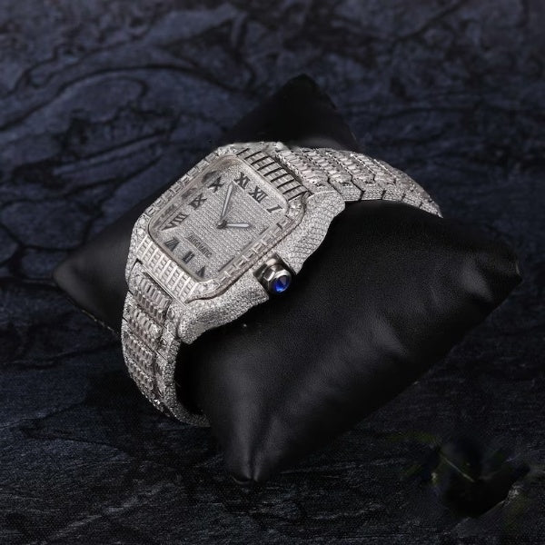 Baguette Cut Moissanite Diamond Iced Out Customized Hip Hop Watches for Him