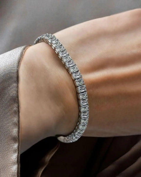 Emerald Cut Moissanite Diamond Tennis Bracelets