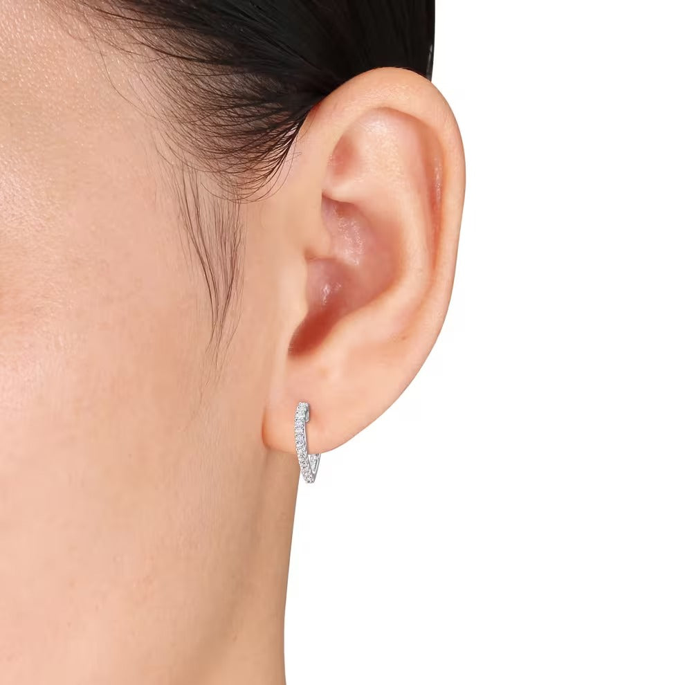 Moissanite Round Cut Classic Hoop Earrings For Her