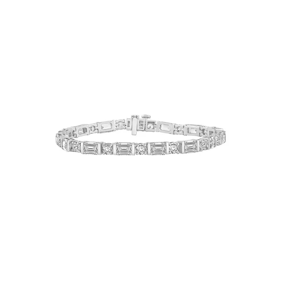 Baguette Cut & Round Cut Moissanite Tennis Bracelet