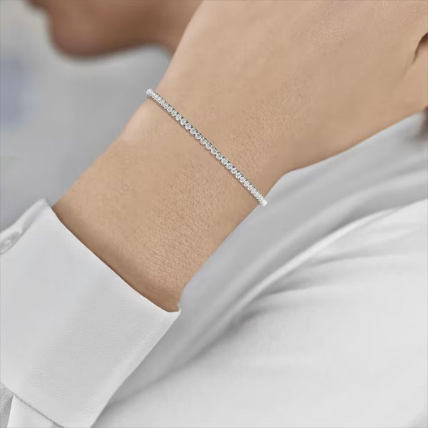Round Cut Moissanite Classic Tennis Bracelet For Women