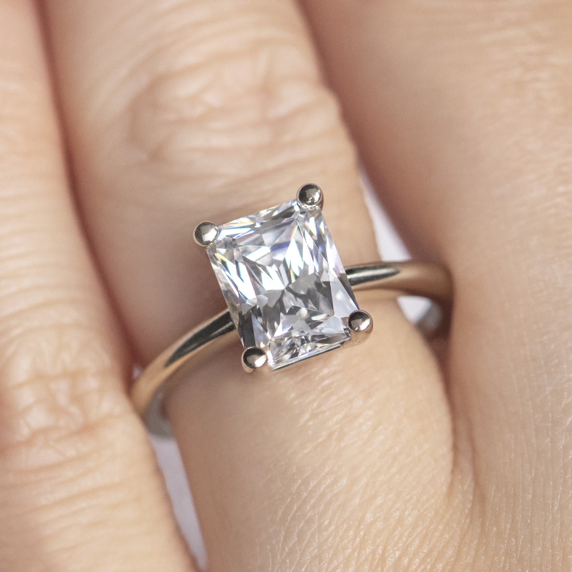 Basket Set Radiant Cut Solitaire Engagement Ring