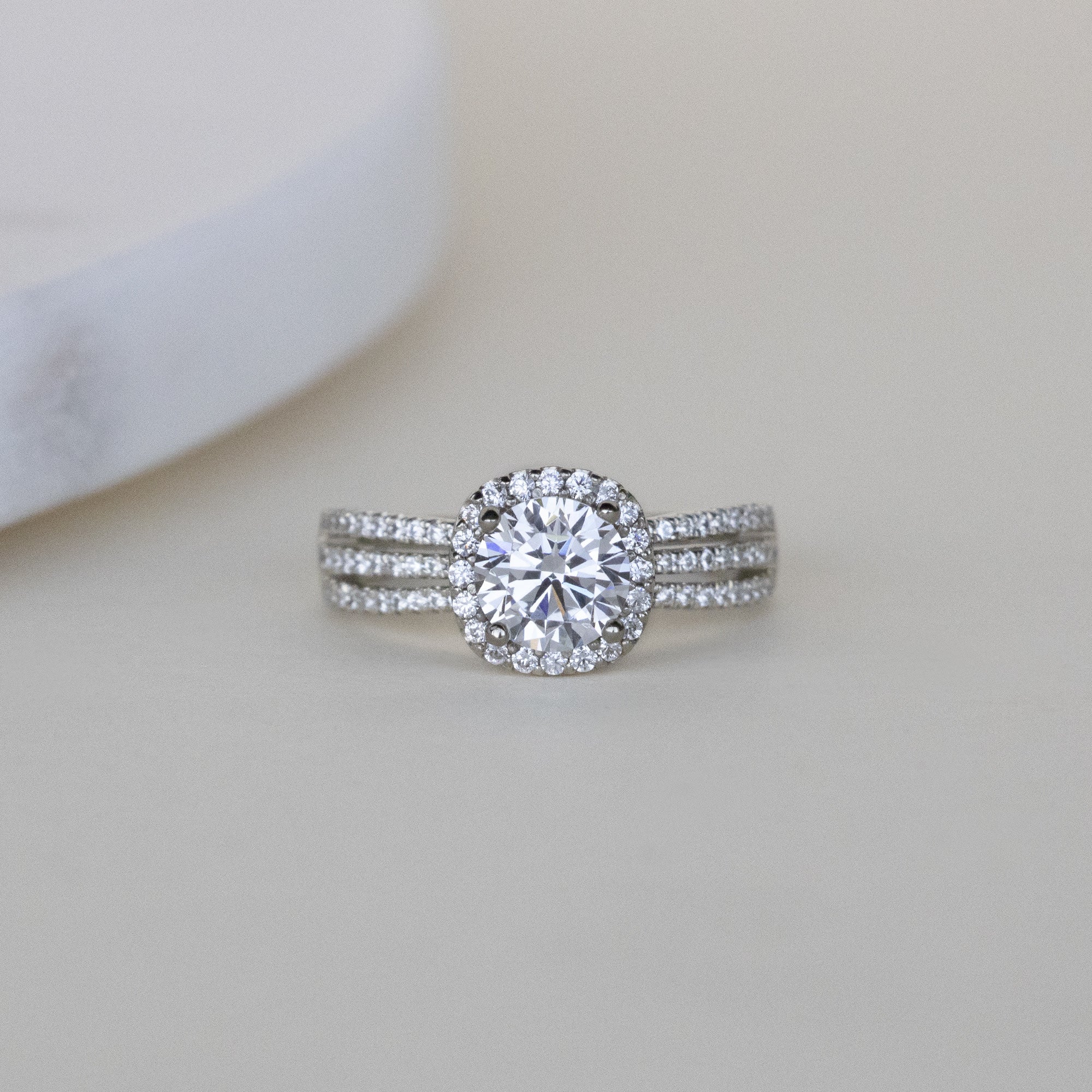 Brilliant Round Cut Halo Vintage Engagement Ring