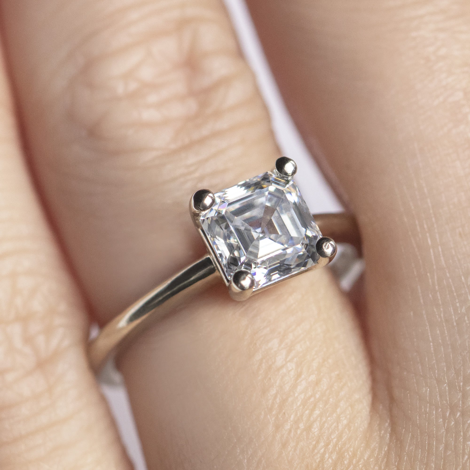 Moissanite Asscher Cut Basket Set Solitaire Engagement Ring