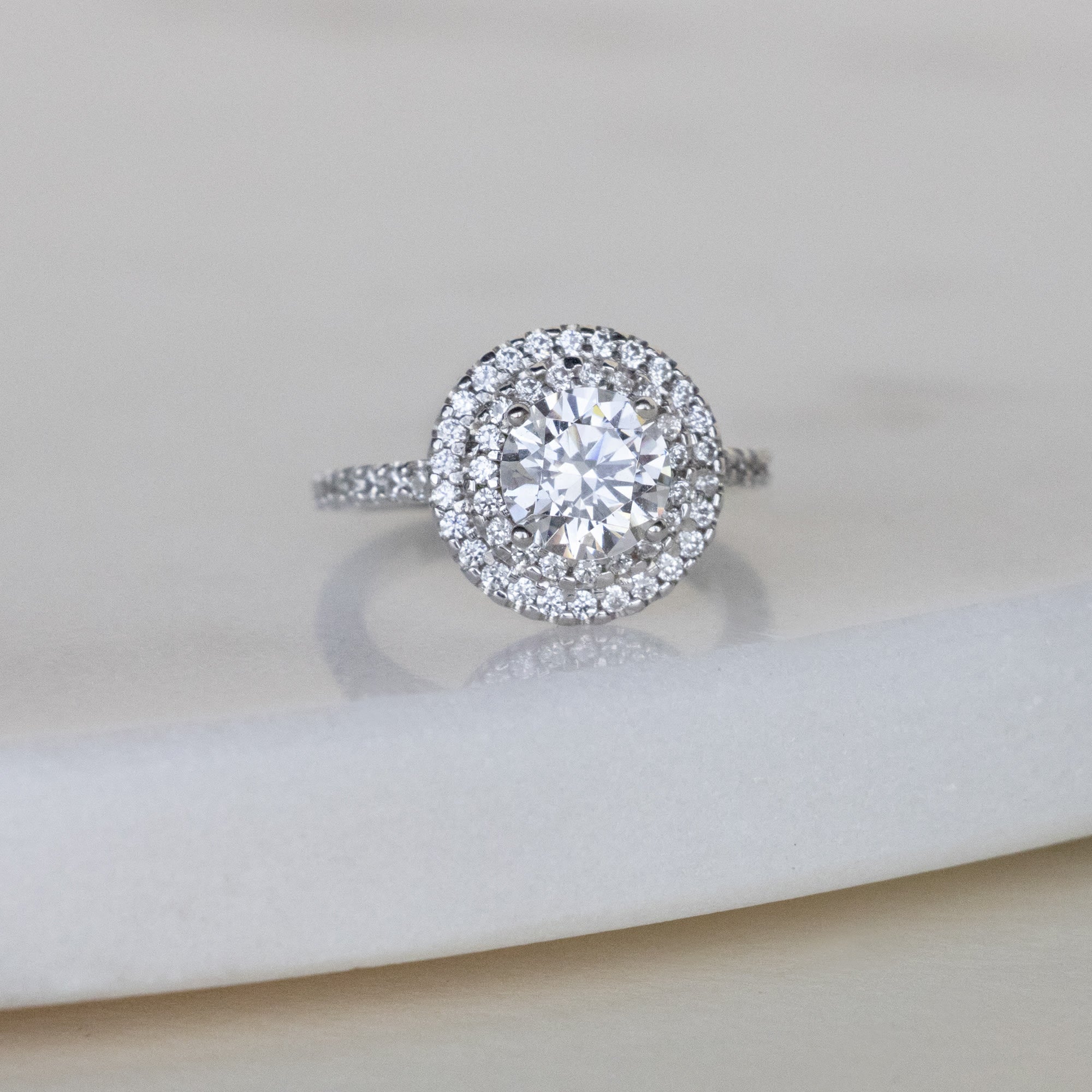 Brilliant Round Cut Double Halo Engagement Ring