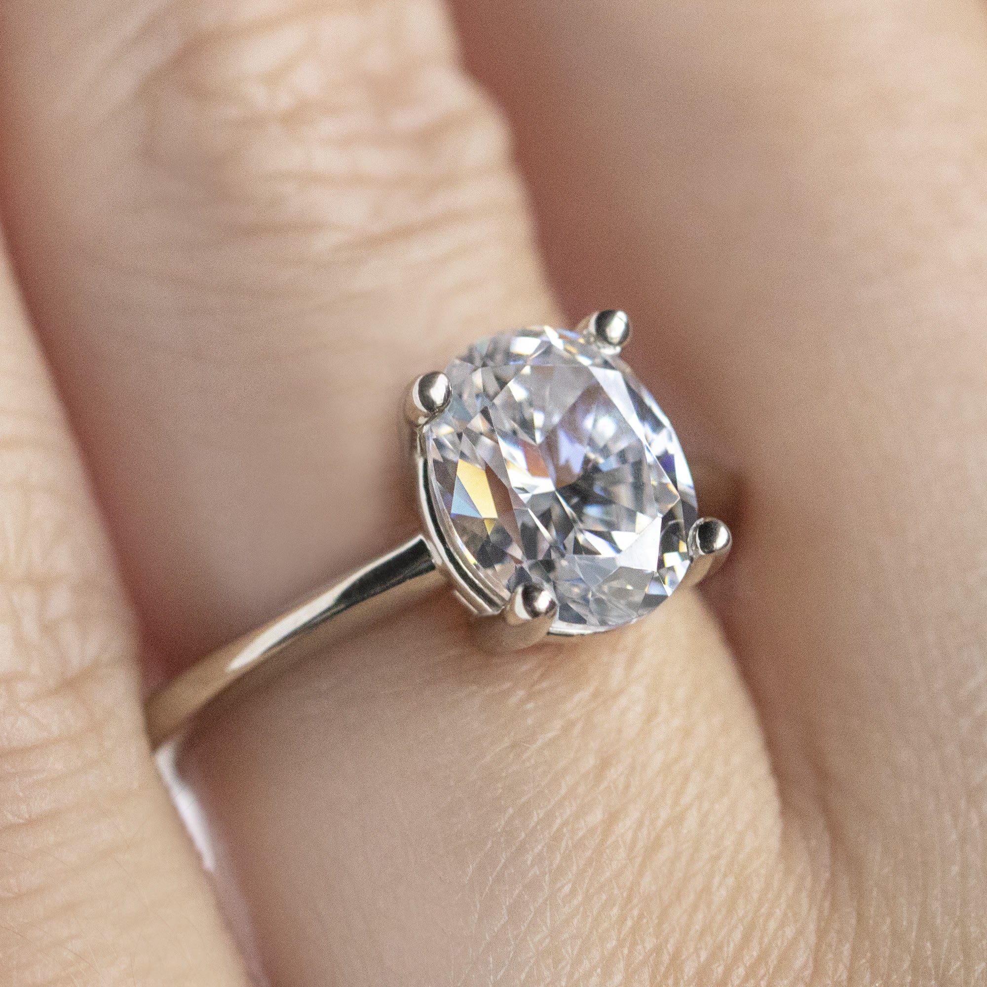 Oval Cut Basket Set Solitaire Moissanite Engagement Ring
