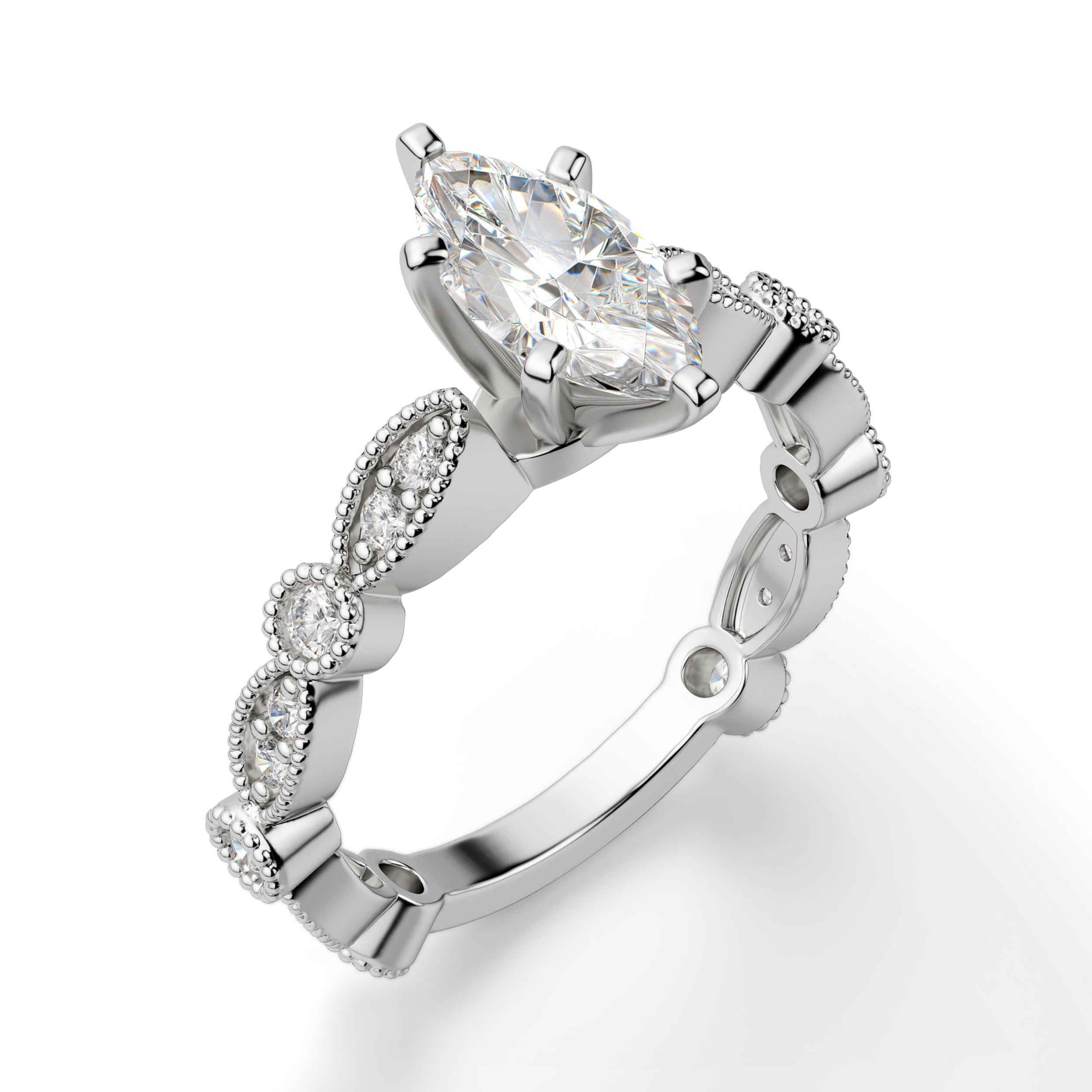 Infinite Love Marquise Cut Moissanite Diamond Engagement Ring