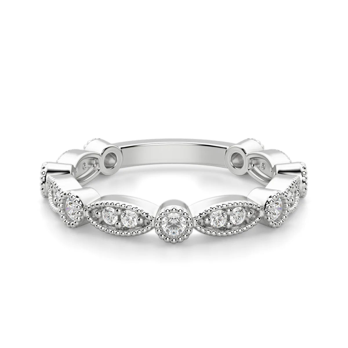 Moissanite Round Cut Filligree Style Eternity Band For Wedding