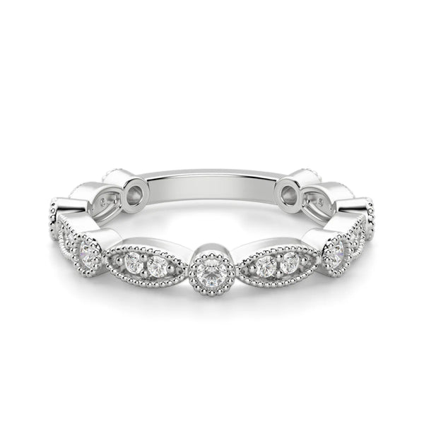Moissanite Round Cut Filligree Style Eternity Band For Wedding