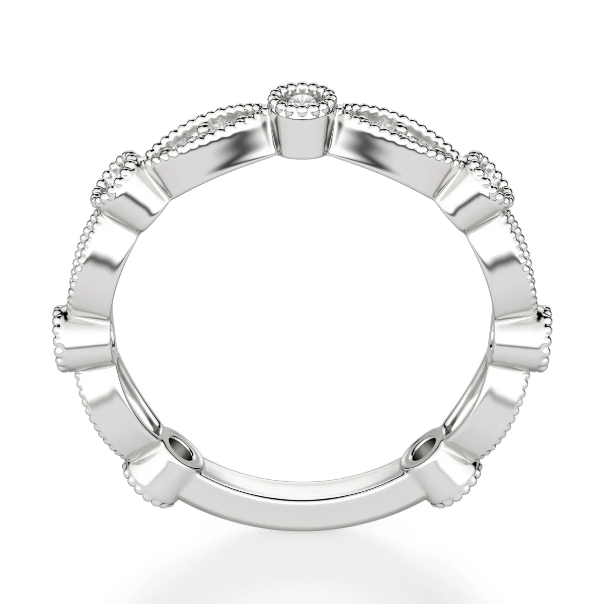 Moissanite Round Cut Filligree Style Eternity Band For Wedding