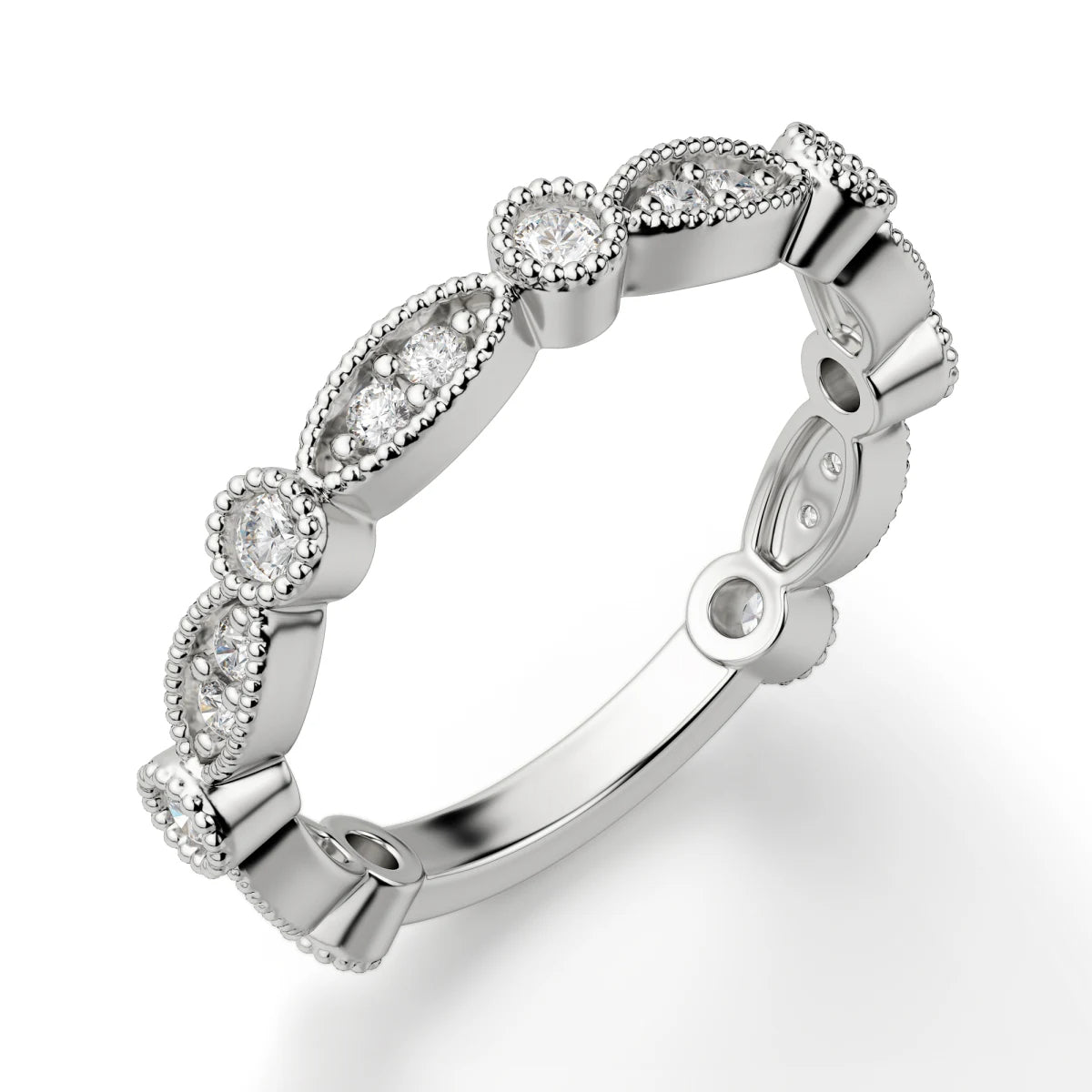 Moissanite Round Cut Filligree Style Eternity Band For Wedding