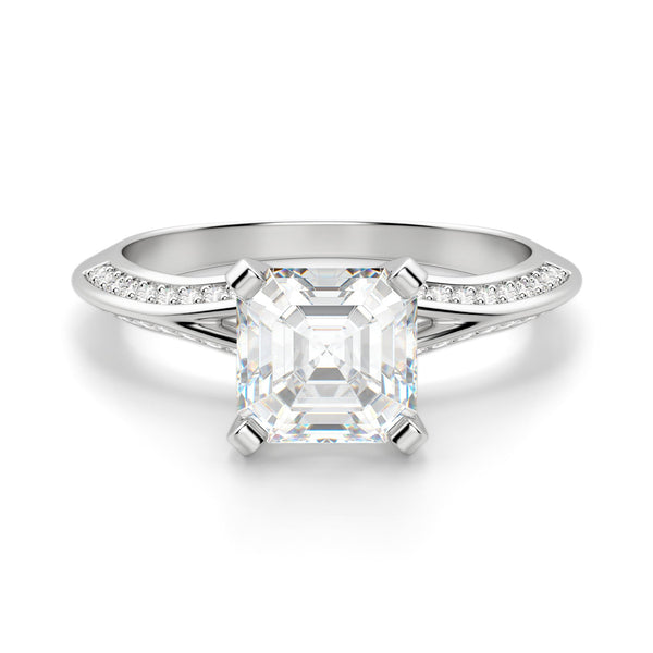 Asscher Cut Knife Edge Pave Set Engagement Ring