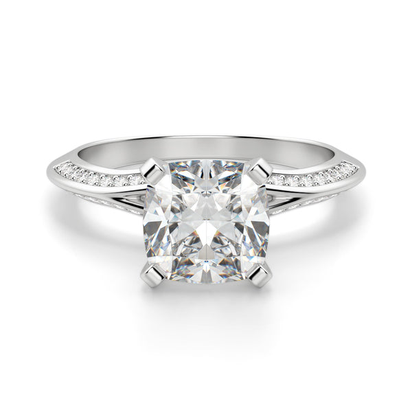 Cushion Cut Knife Edge Moissanite Engagement Ring