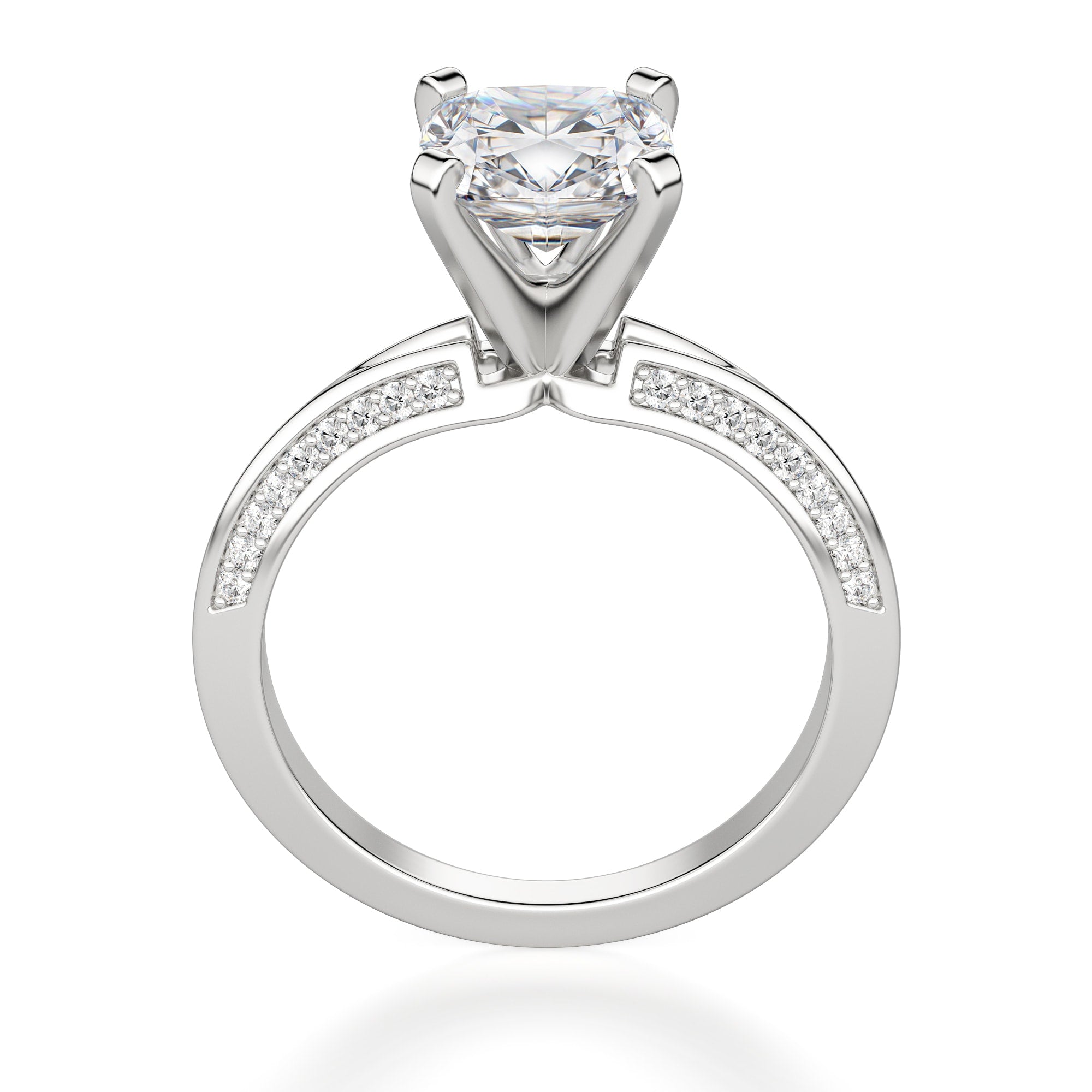 Cushion Cut Knife Edge Moissanite Engagement Ring