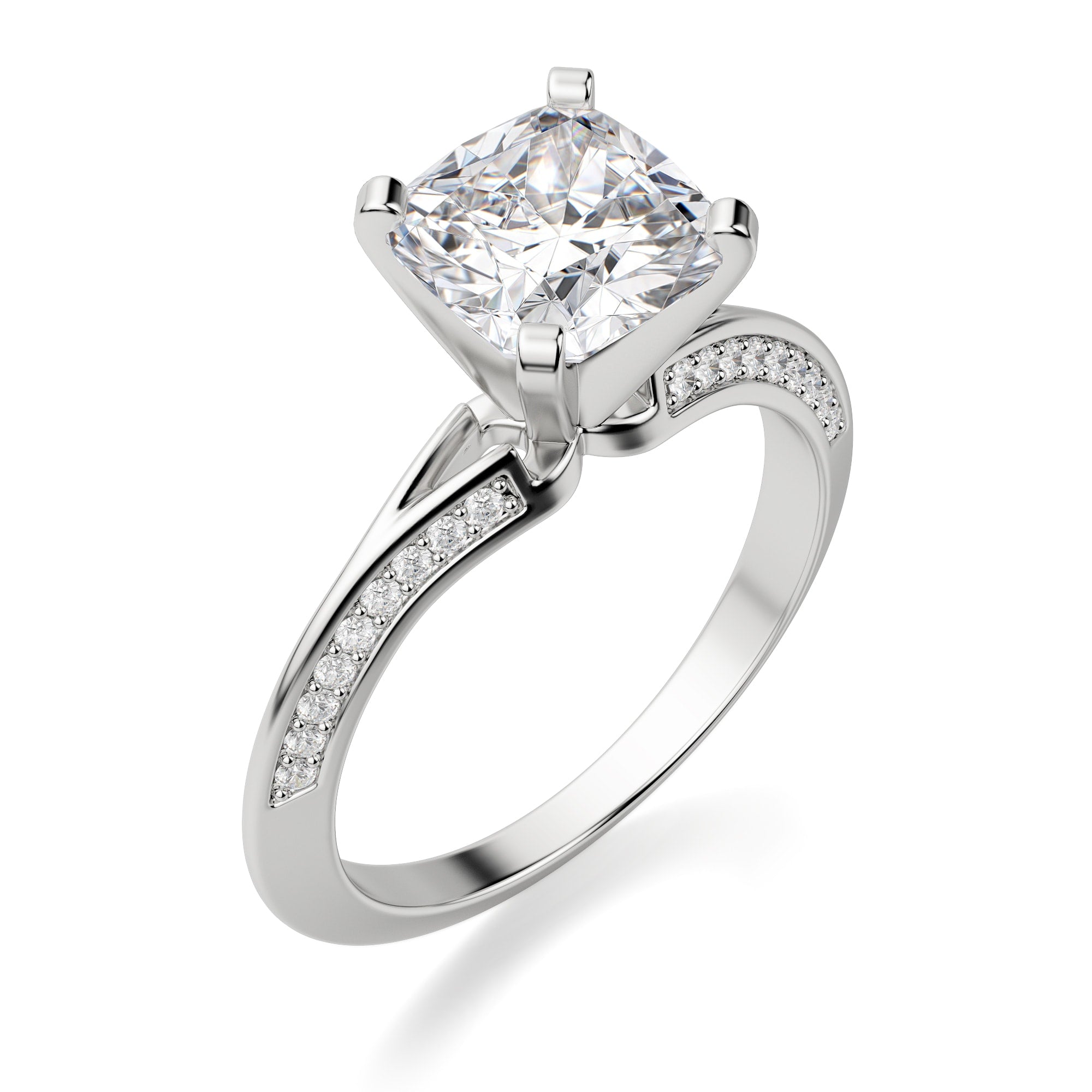 Cushion Cut Knife Edge Moissanite Engagement Ring