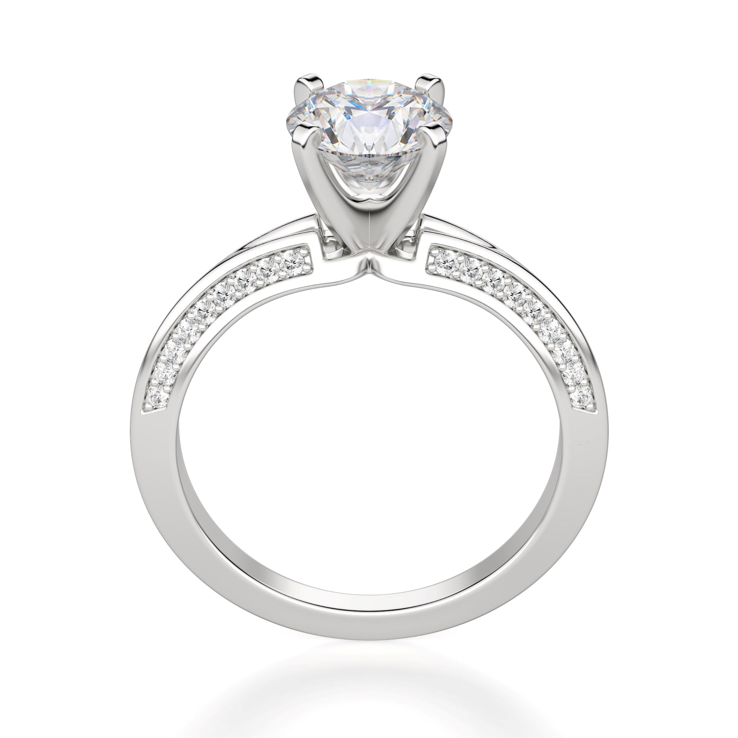Round Cut Knife Edge Pave Set Engagement Rings