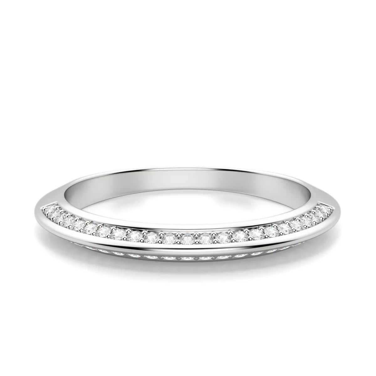 Moissanite Round Cut Knife Edge Band for Women