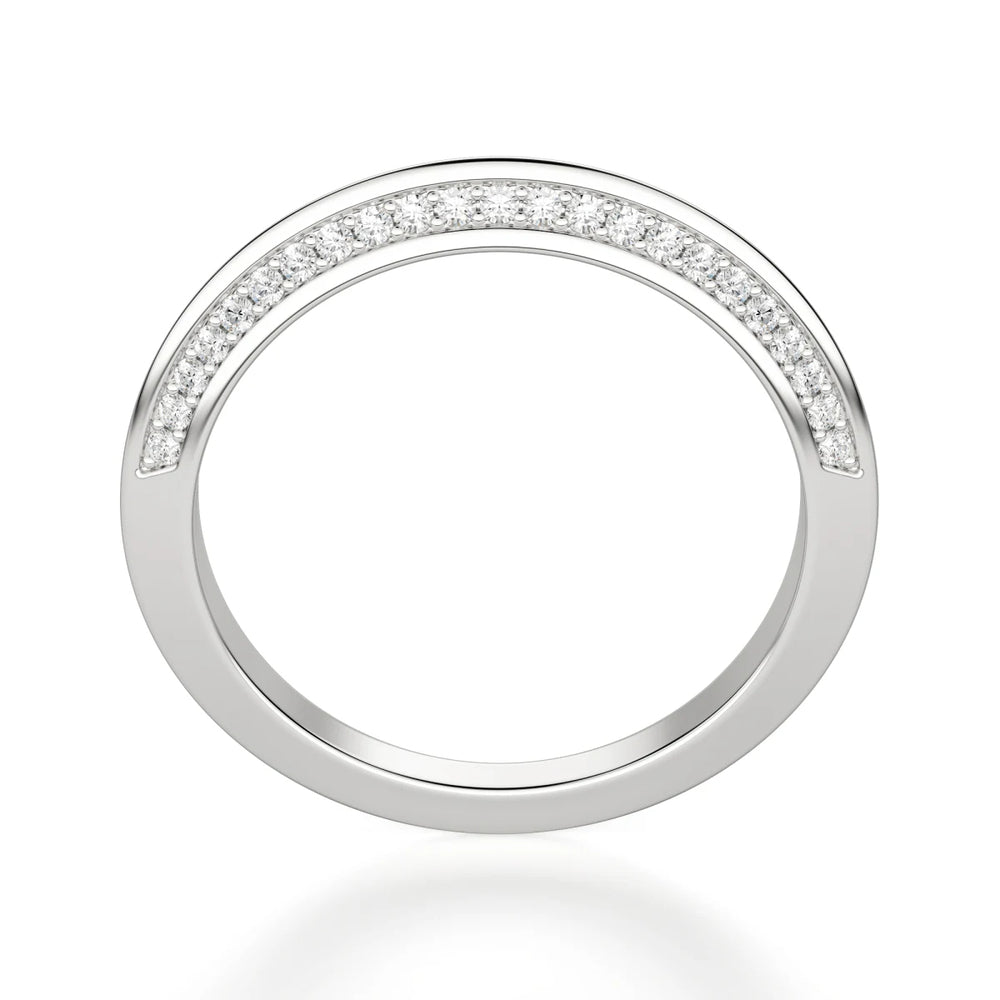 Knife Edge Round Cut Moissanite Wedding Anniversary Ring
