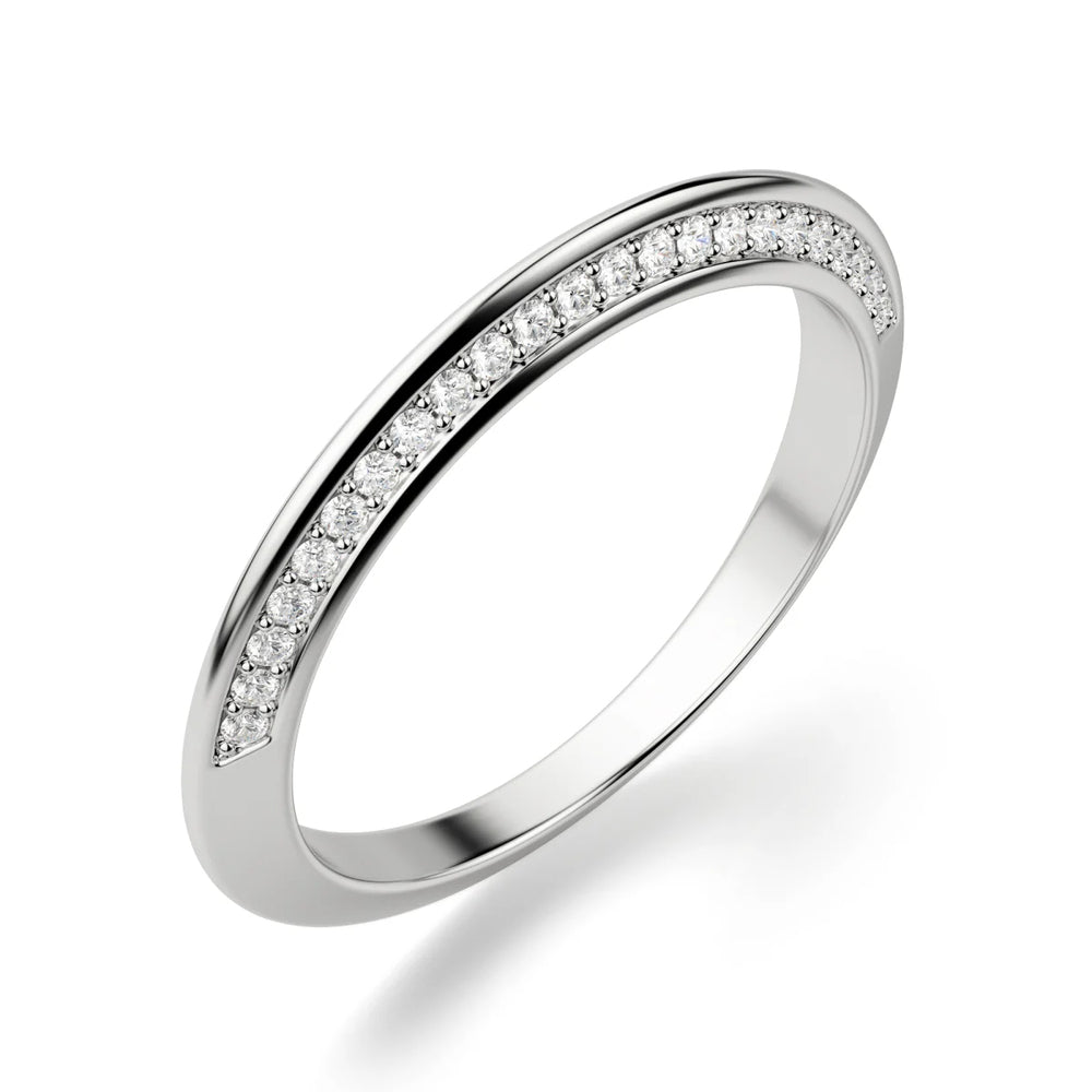Knife Edge Round Cut Moissanite Wedding Anniversary Ring