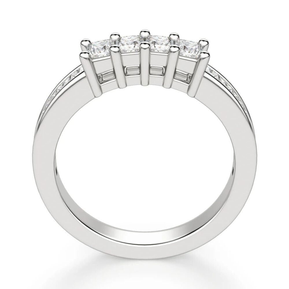 Princess Cut Moissanite Half Eternity Wedding Band