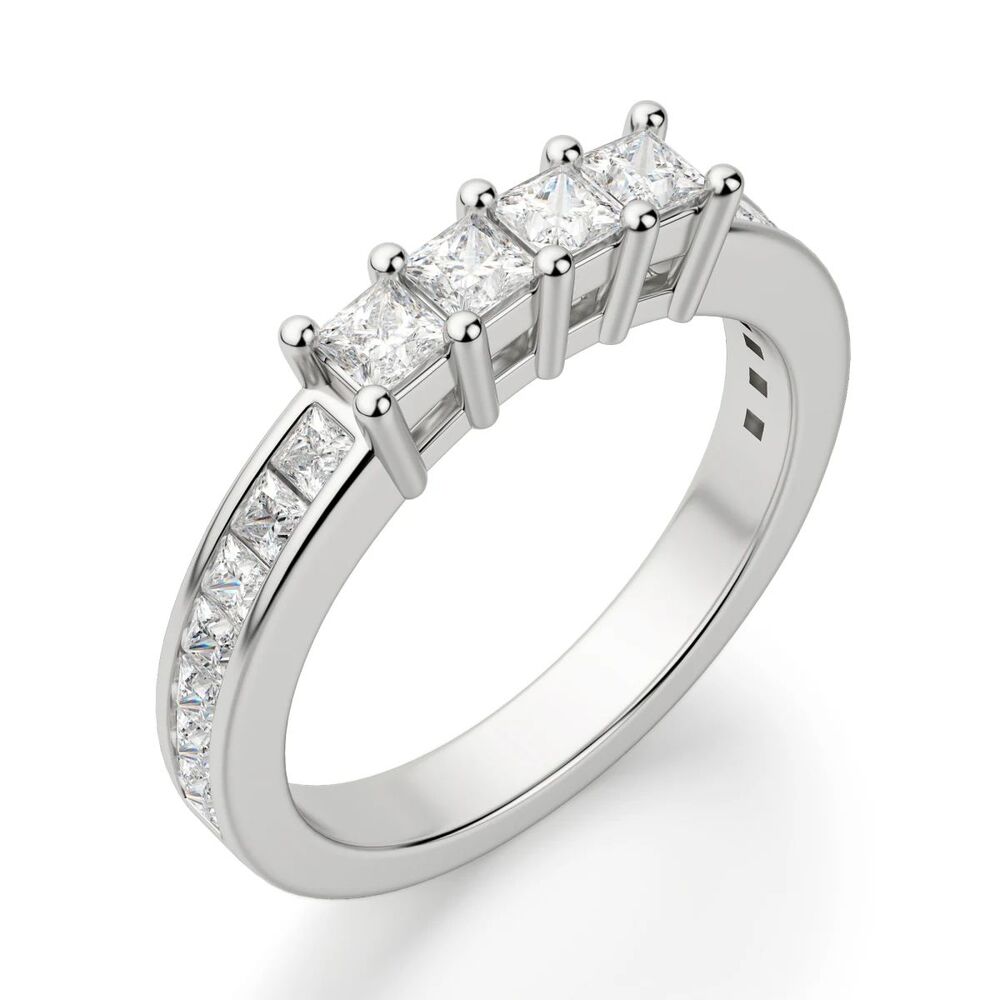 Princess Cut Moissanite Half Eternity Wedding Band