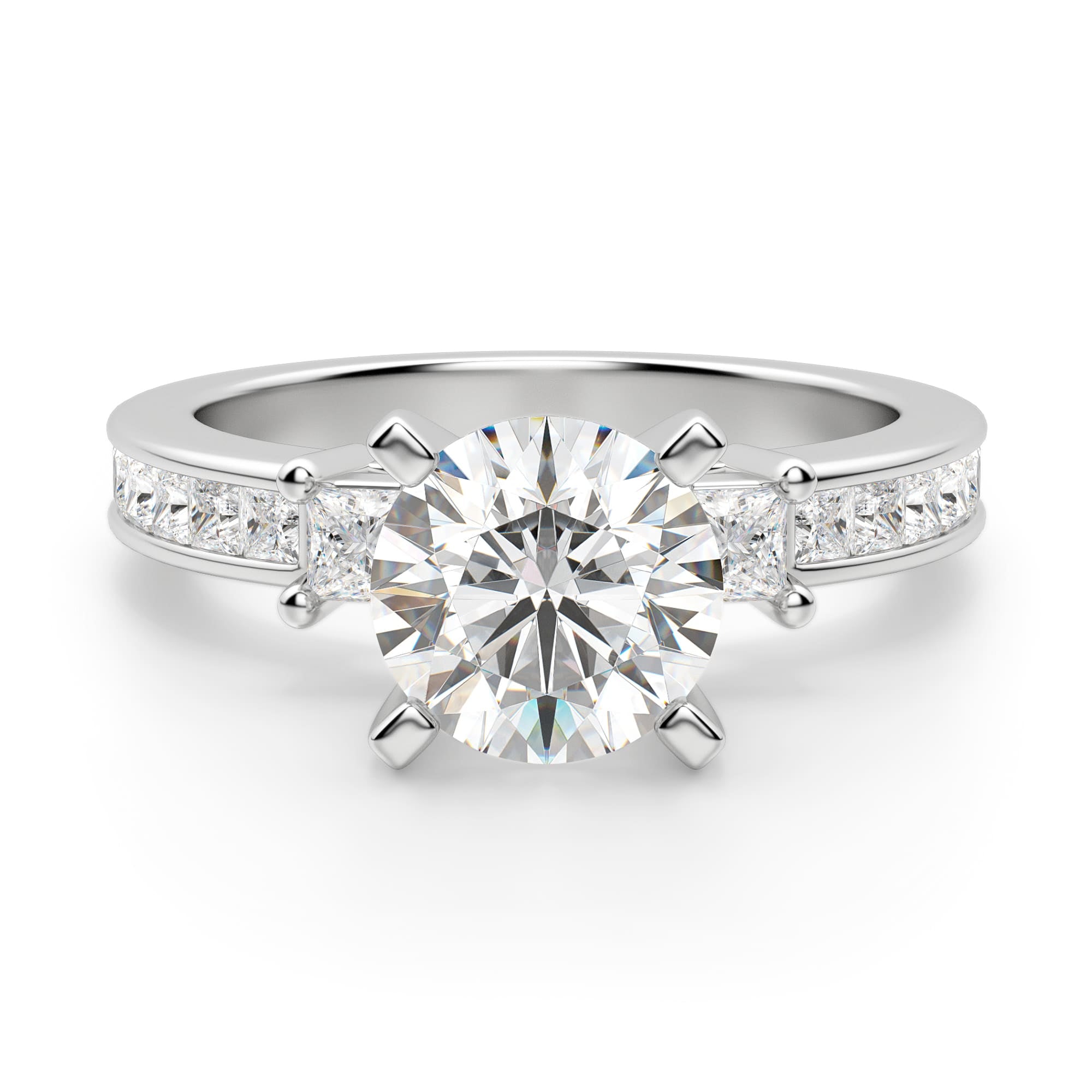 Channel Setting Round Brilliant Round Cut Channel Set Engagement Ring – Shayonam Jewels