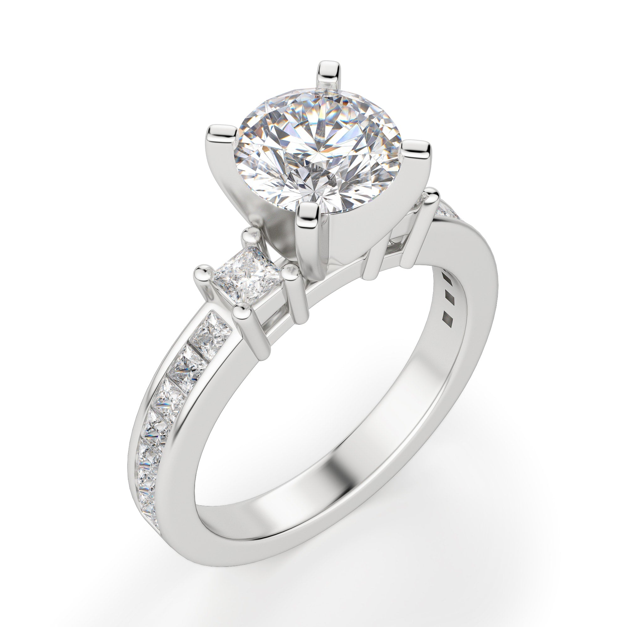 Brilliant Round Cut Channel Set Engagement Ring