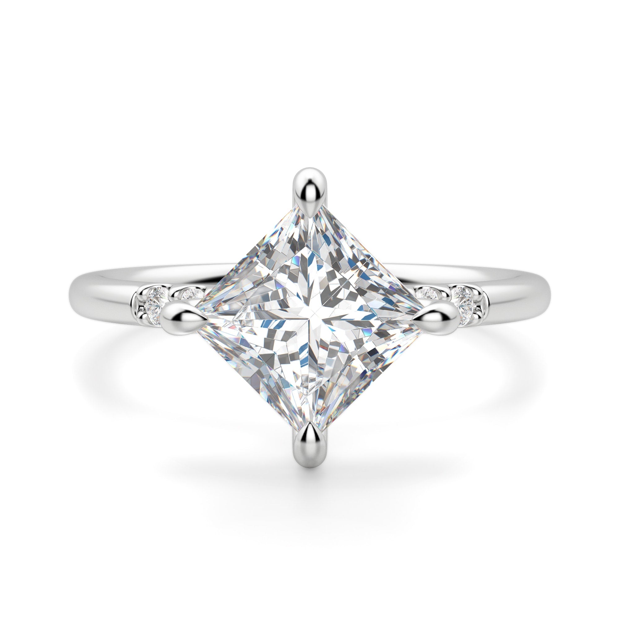 Princess Cut Kite Shape Moissanite Engagement Ring