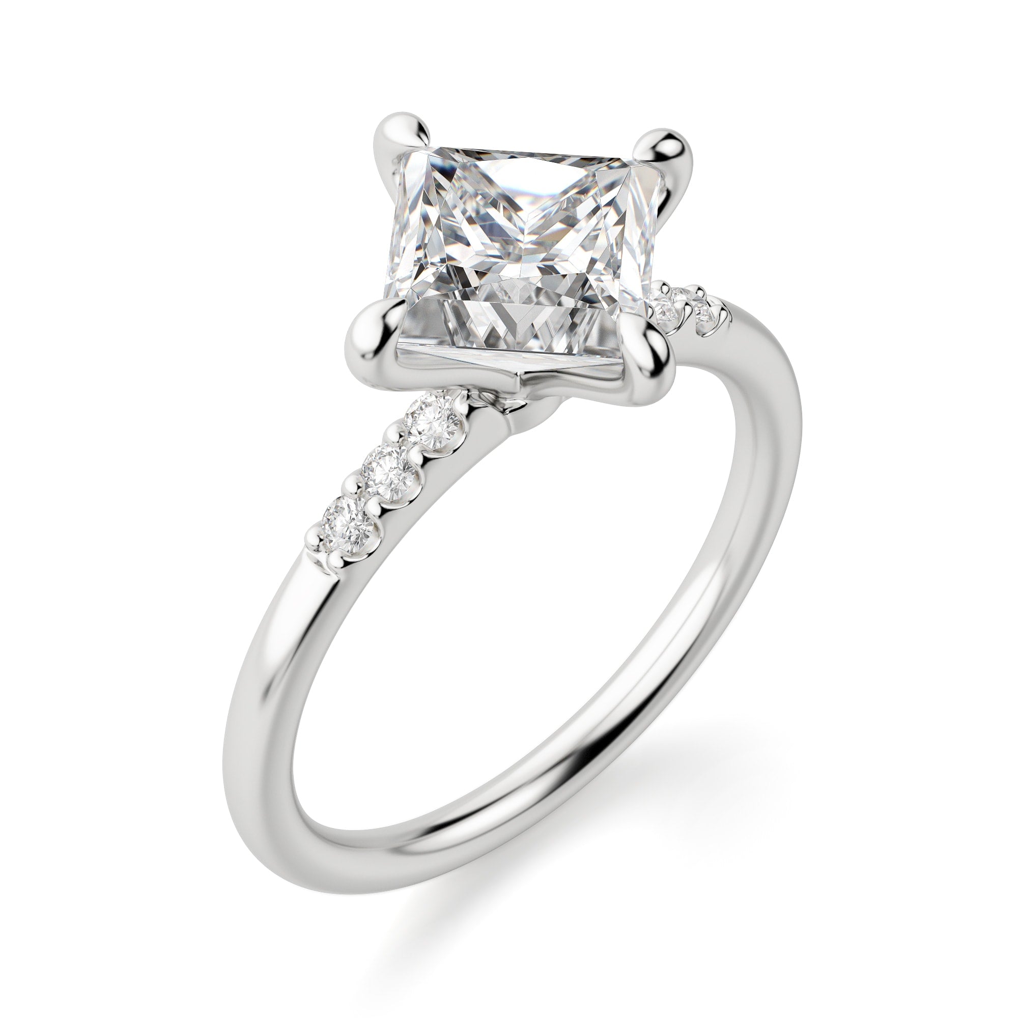 Princess Cut Kite Shape Moissanite Engagement Ring