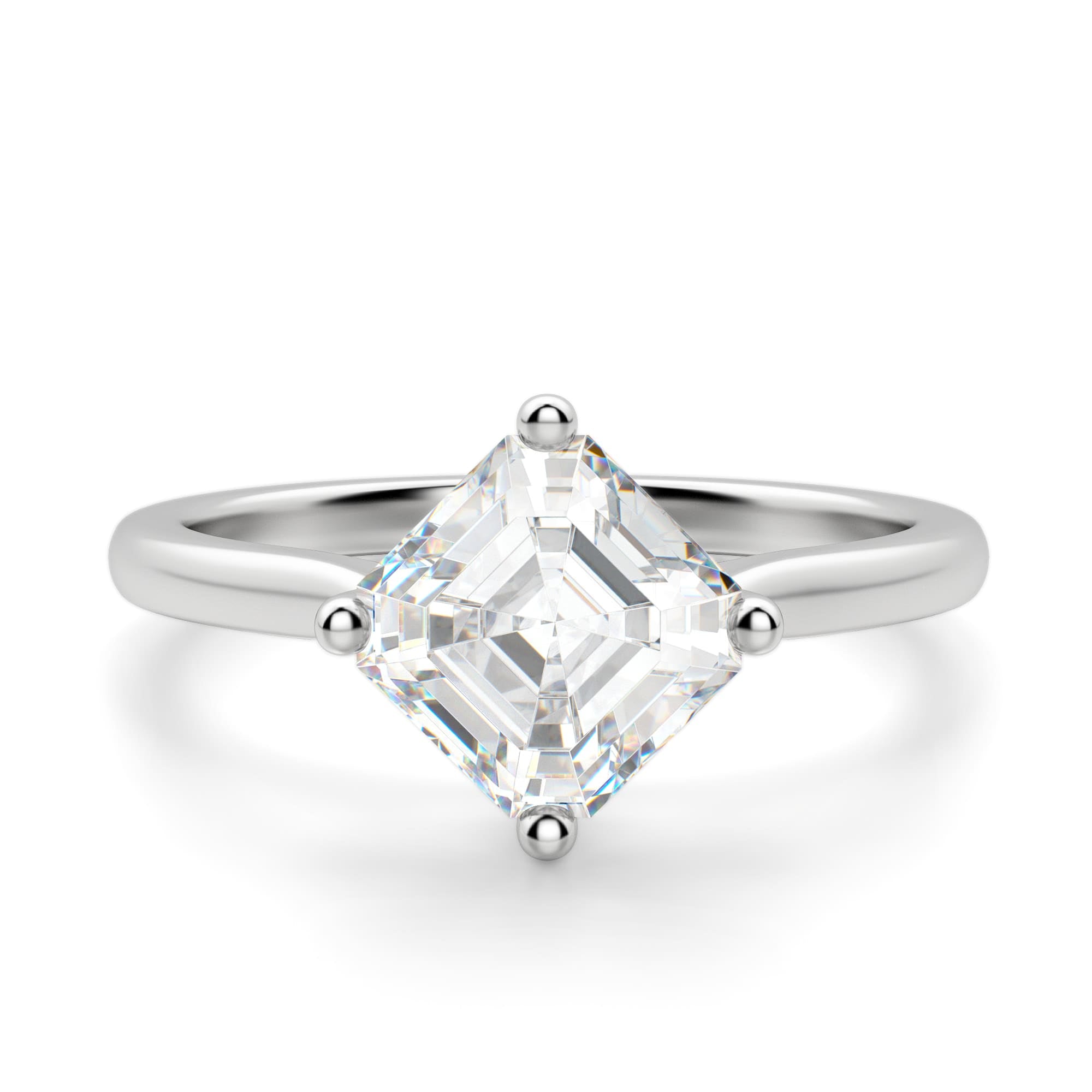 Kite Set Basket Asscher Cut Solitaire Engagement Ring