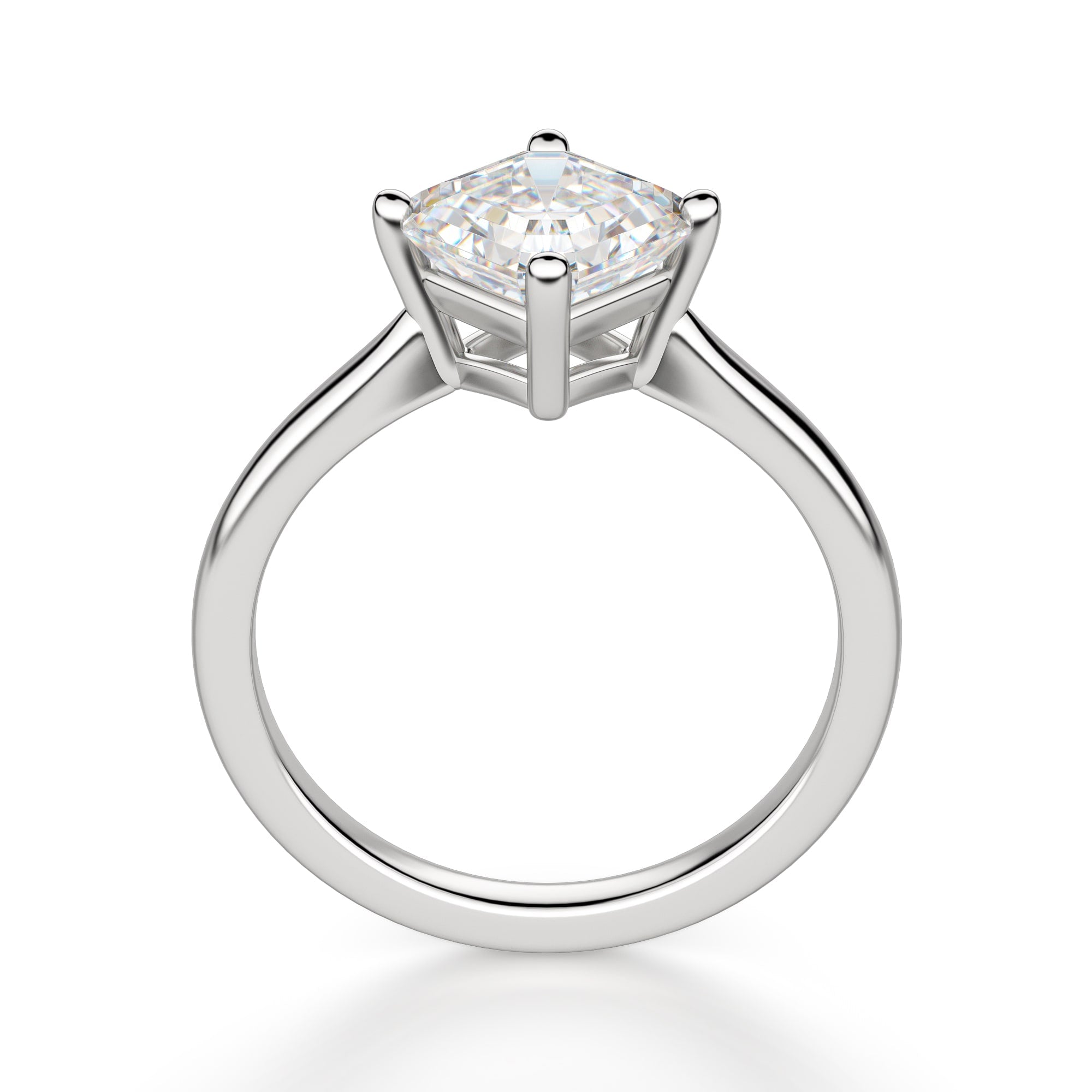 Kite Set Basket Asscher Cut Solitaire Engagement Ring