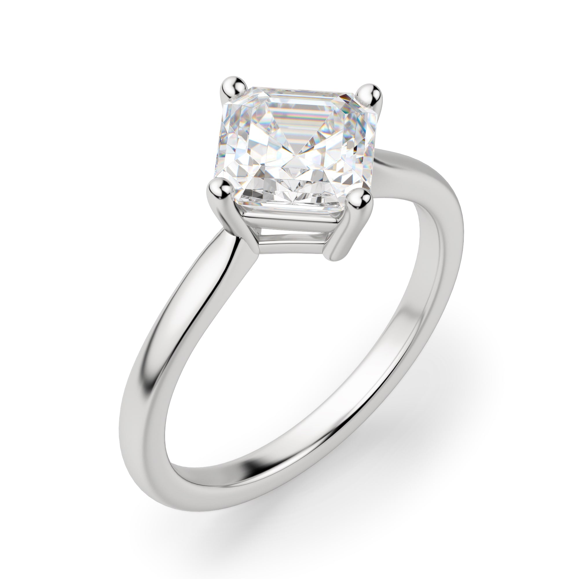 Kite Set Basket Asscher Cut Solitaire Engagement Ring