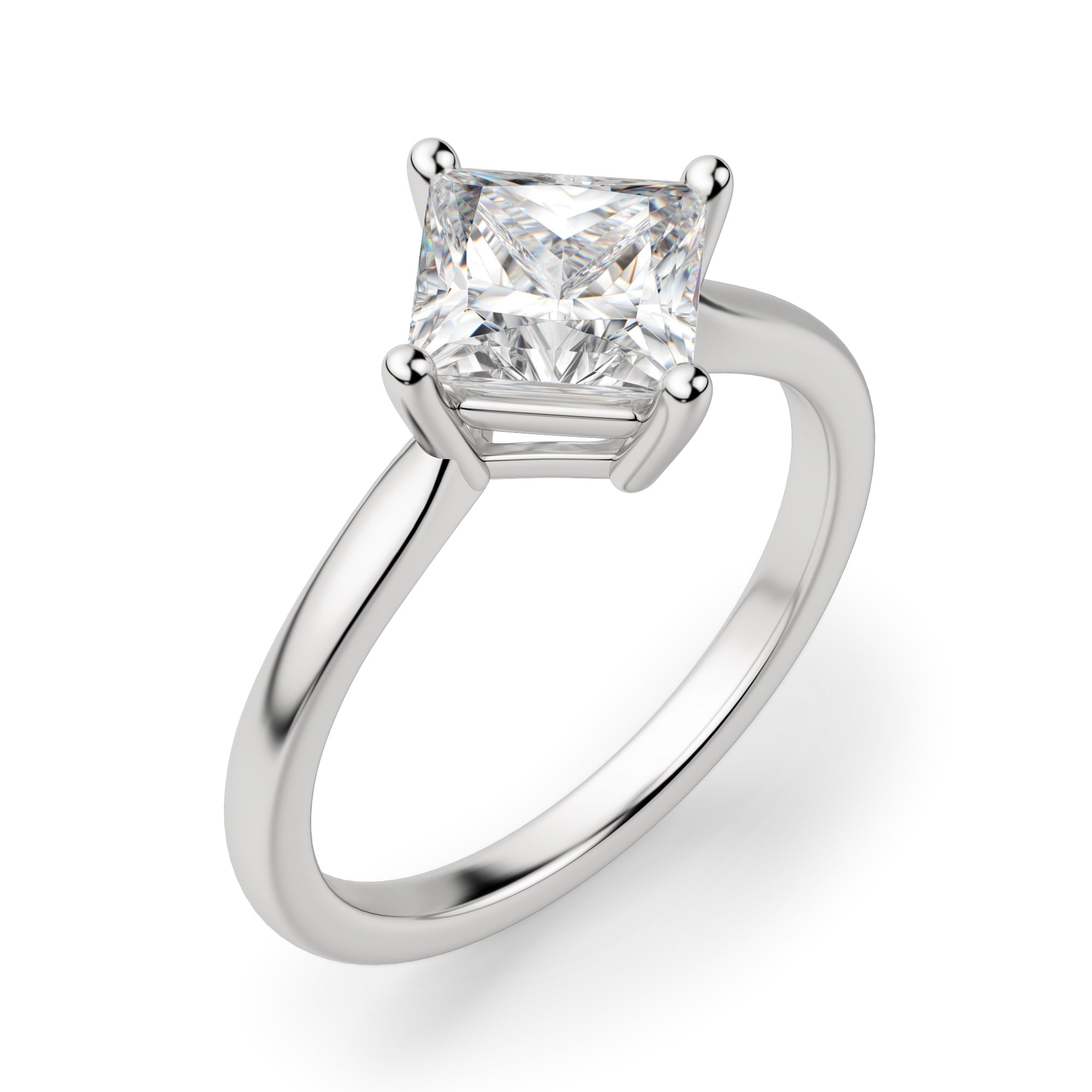 Kite Set Princess Cut Solitaire Engagement Ring