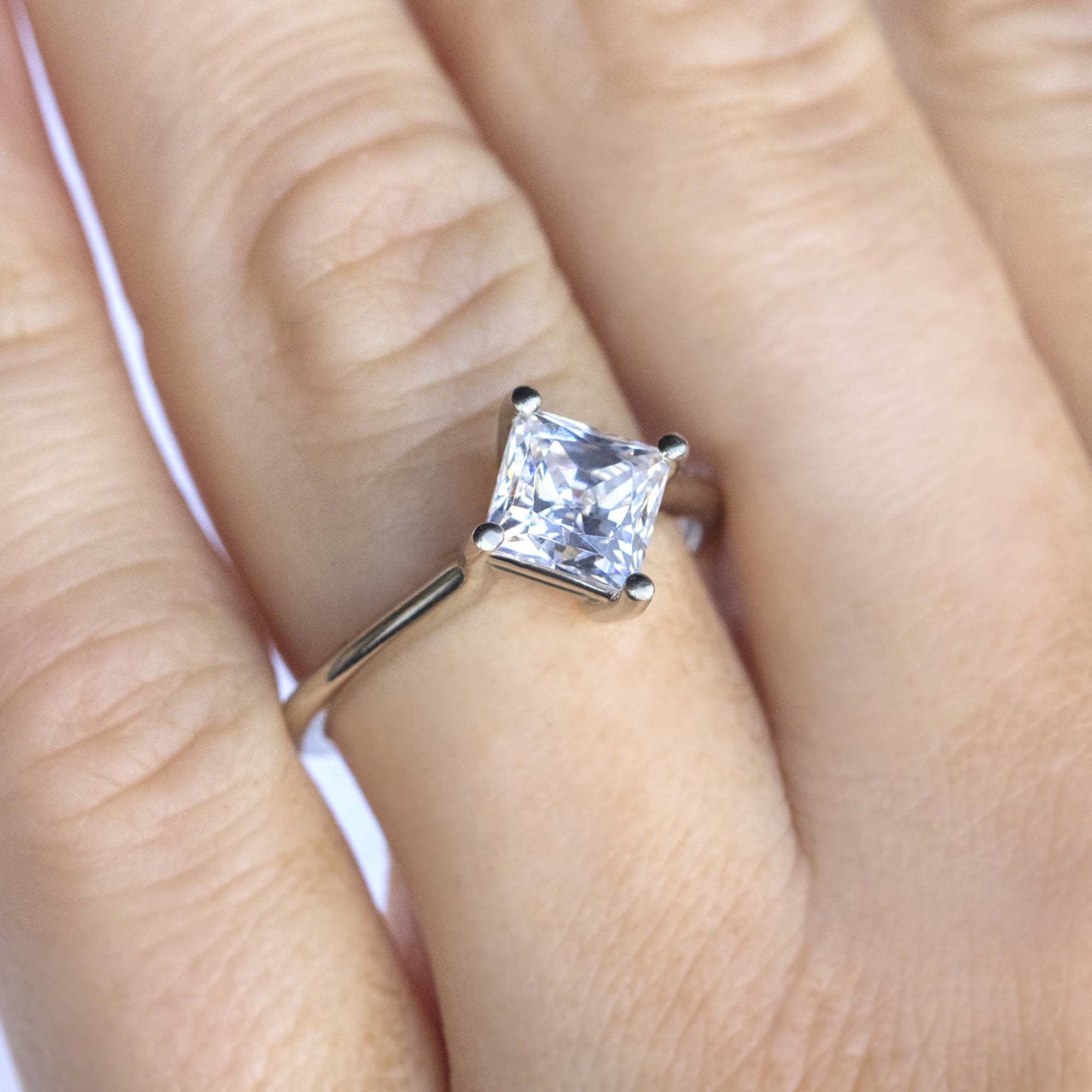 Kite Set Princess Cut Solitaire Engagement Ring