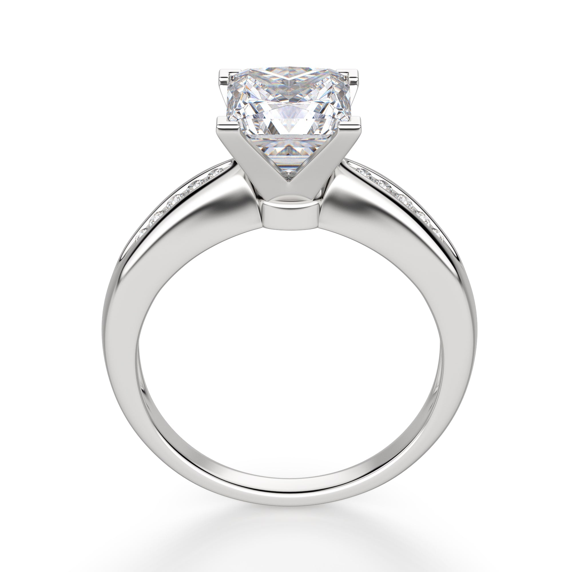 Princess Cut Channel Set Moissanite Engagement Ring