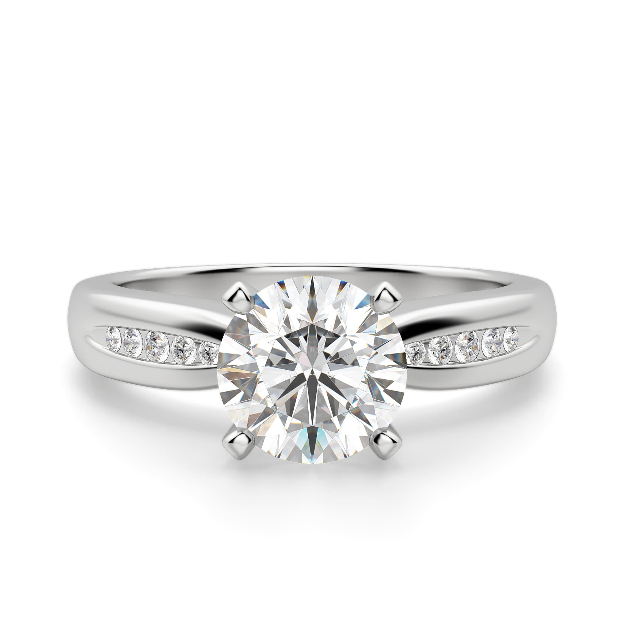 Round Cut Channel Set Moissanite Engagement Ring