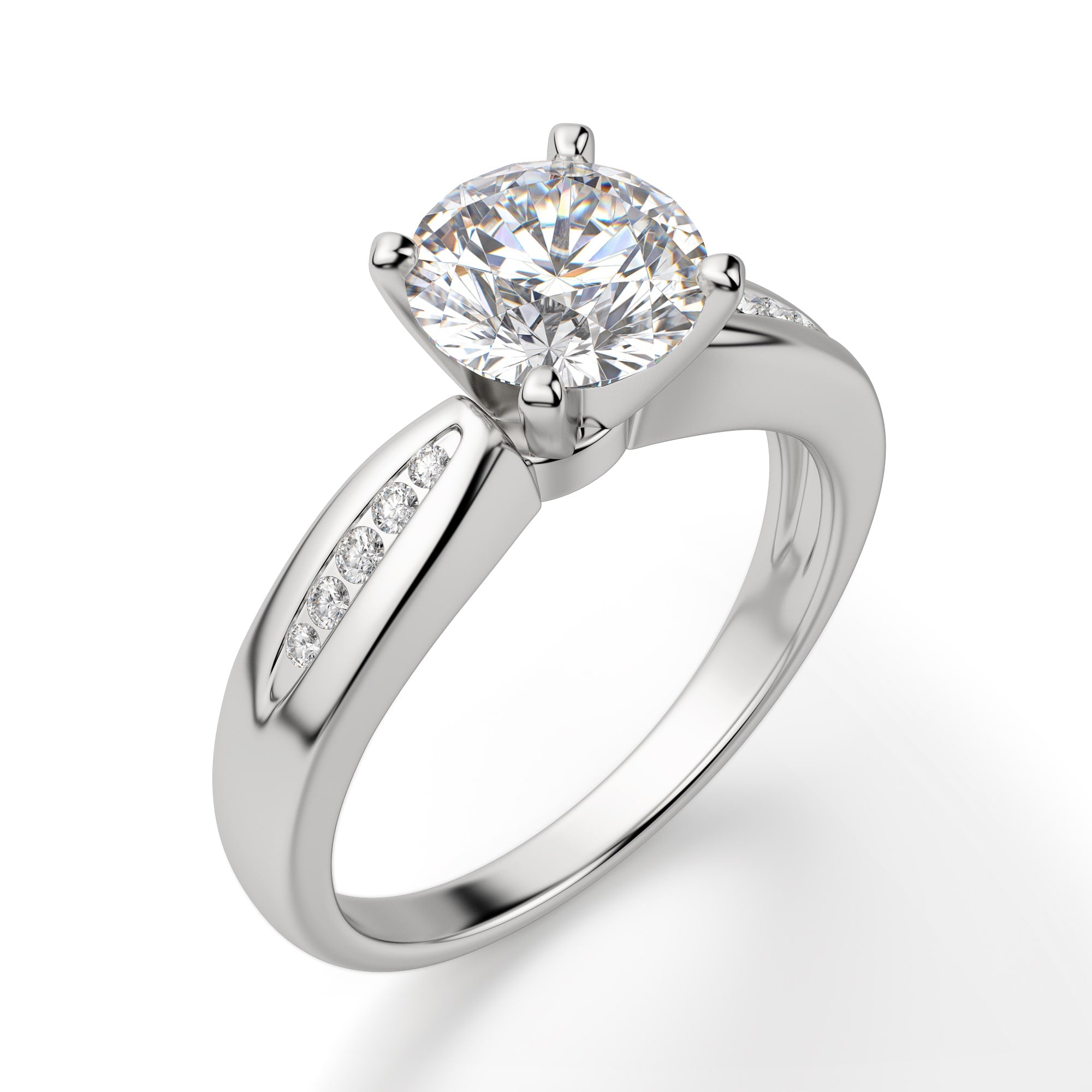 Round Cut Channel Set Moissanite Engagement Ring