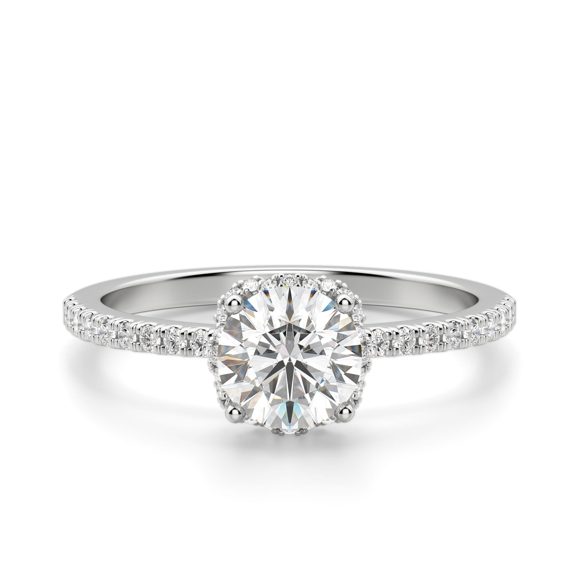 Round Cut Lotus Unique Moissanite Engagement Ring