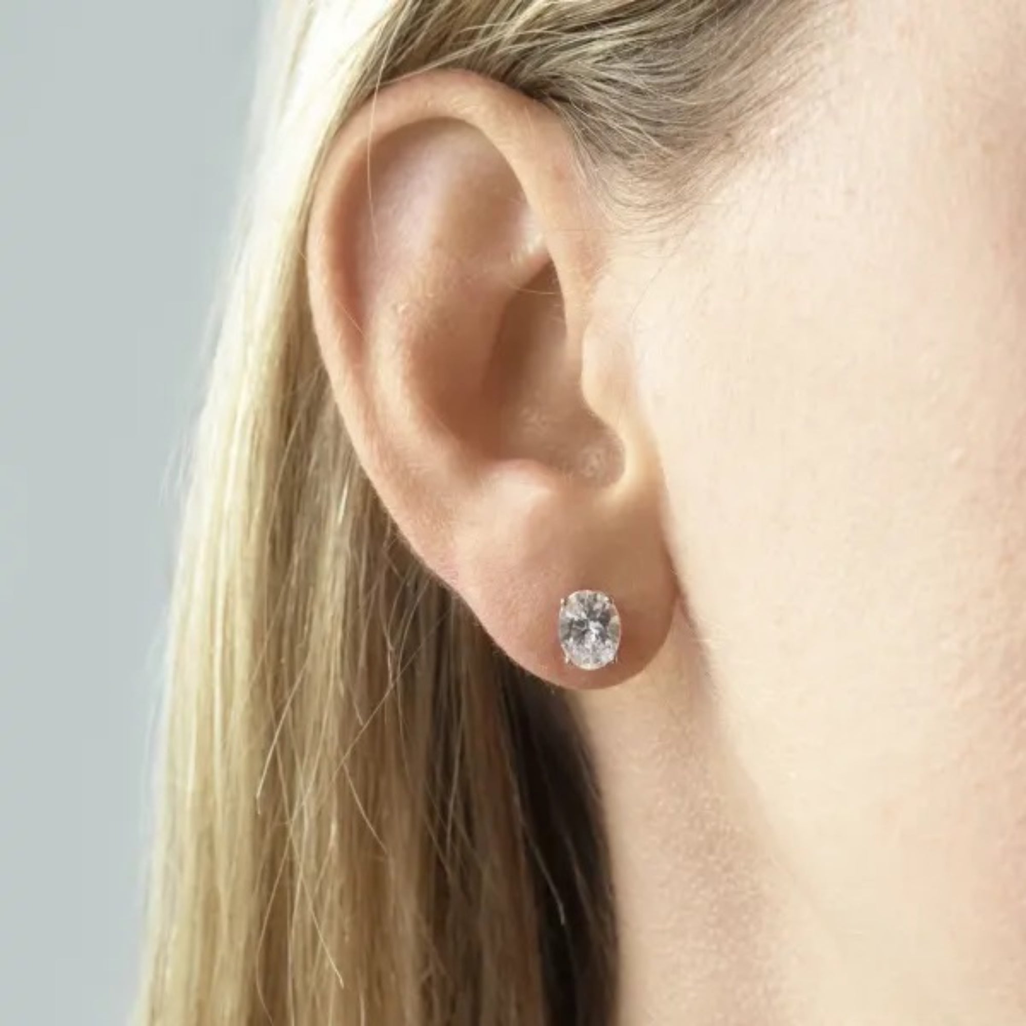 Oval Cut Stud Earrings for Women