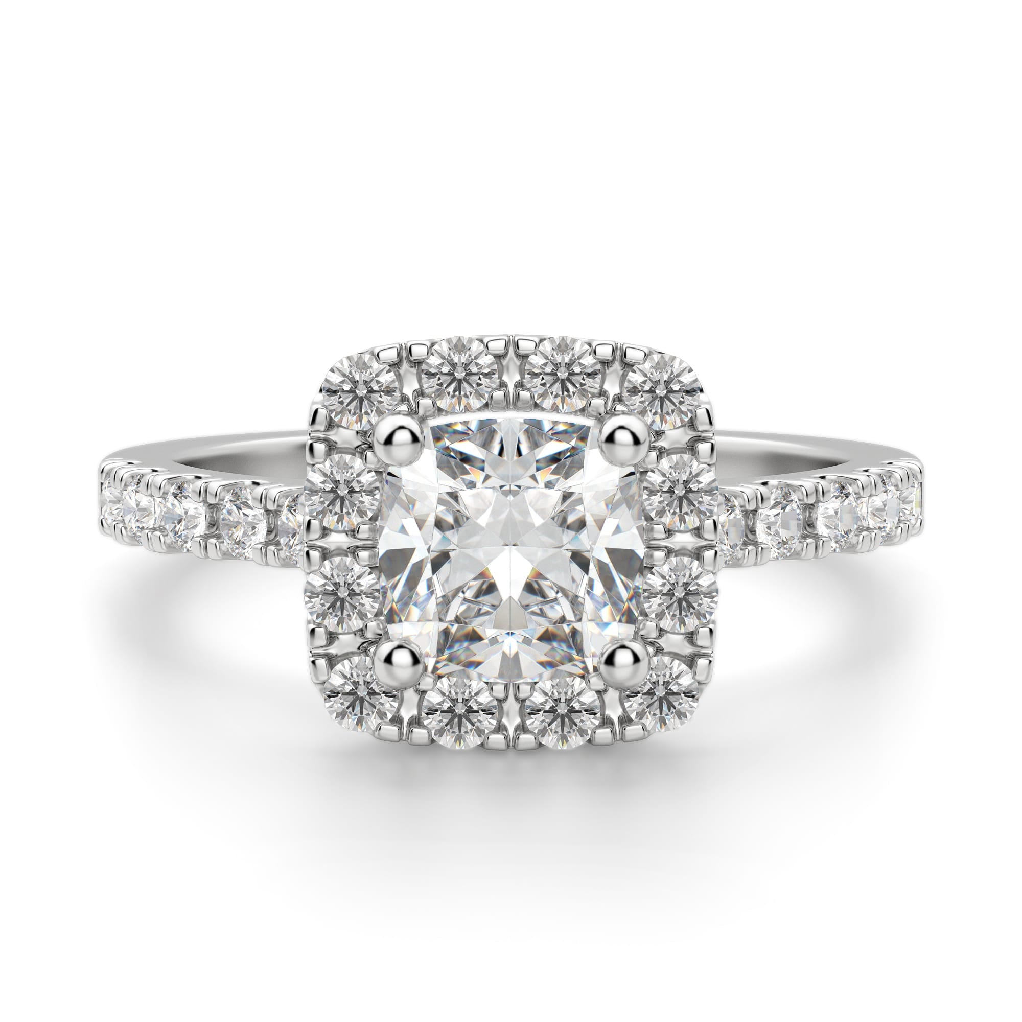 Cushion Cut Halo Moissanite Engagement Ring