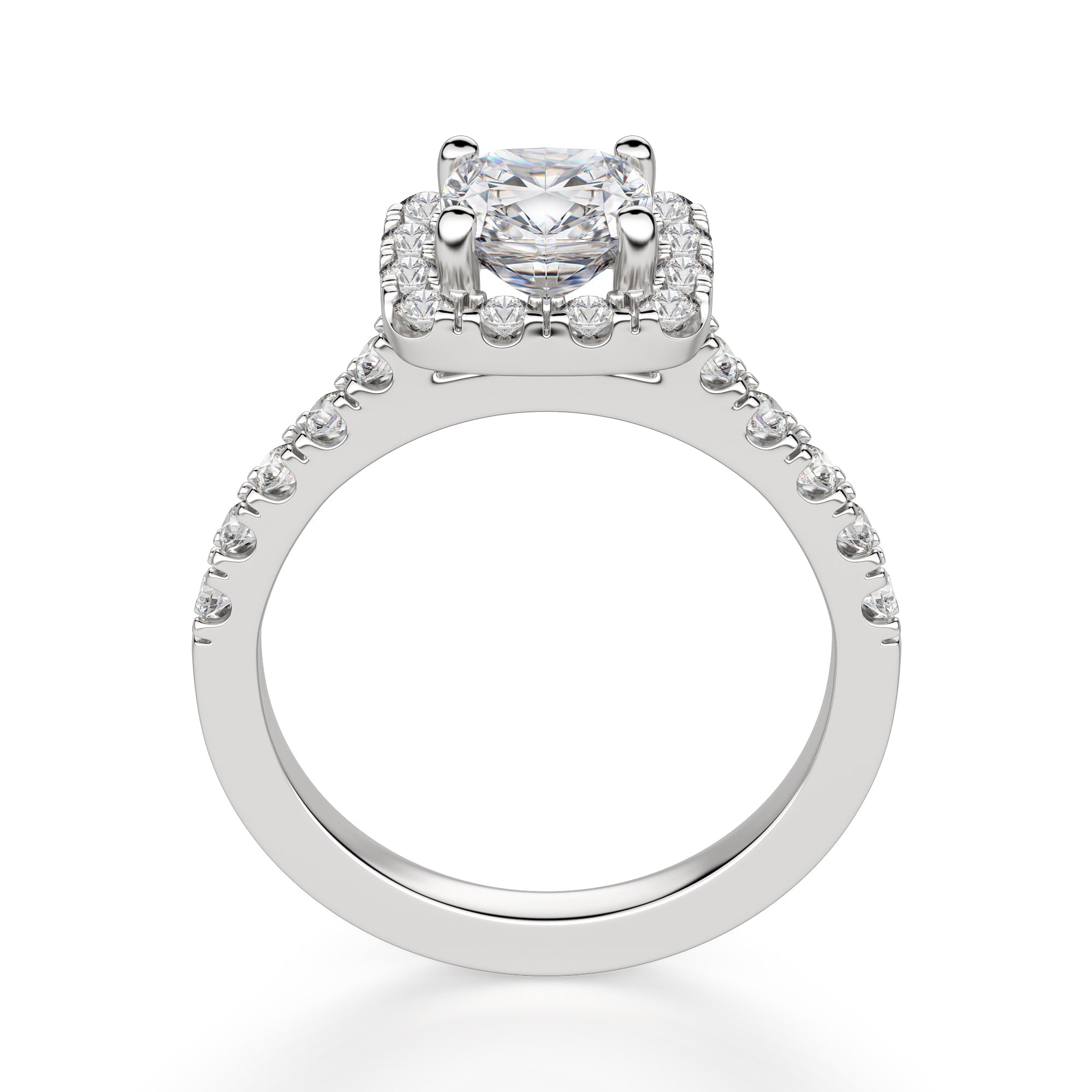 Cushion Cut Halo Moissanite Engagement Ring