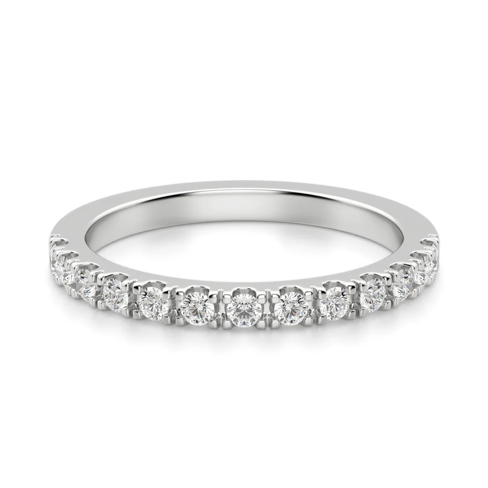 Moissanite Round Cut Pave Set Semi Eternity Engagement Band
