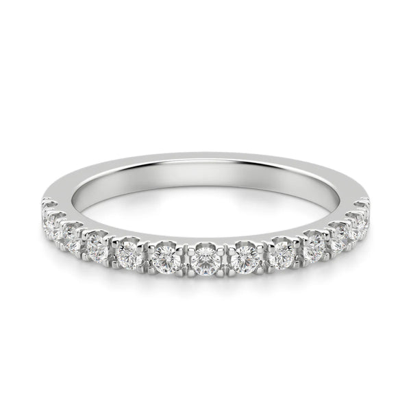 Moissanite Round Cut Pave Set Semi Eternity Engagement Band
