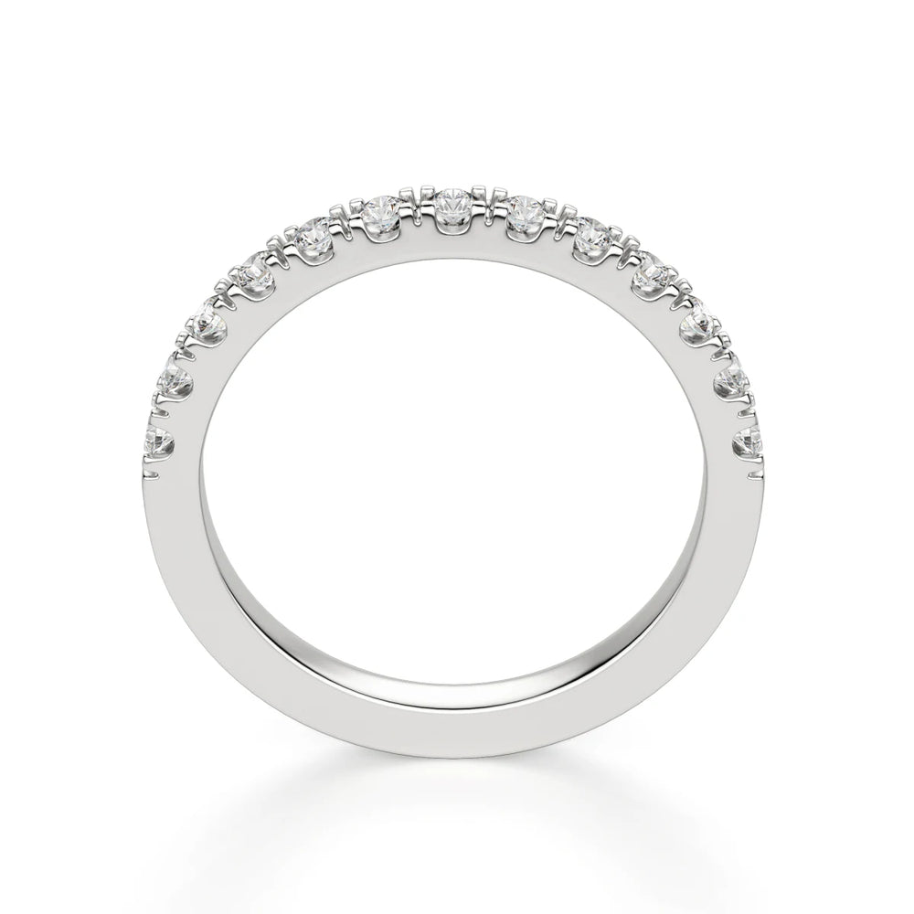 Moissanite Round Cut Pave Set Semi Eternity Engagement Band