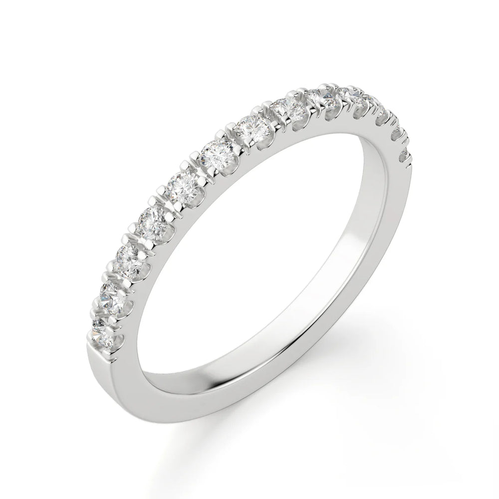 Moissanite Round Cut Pave Set Semi Eternity Engagement Band