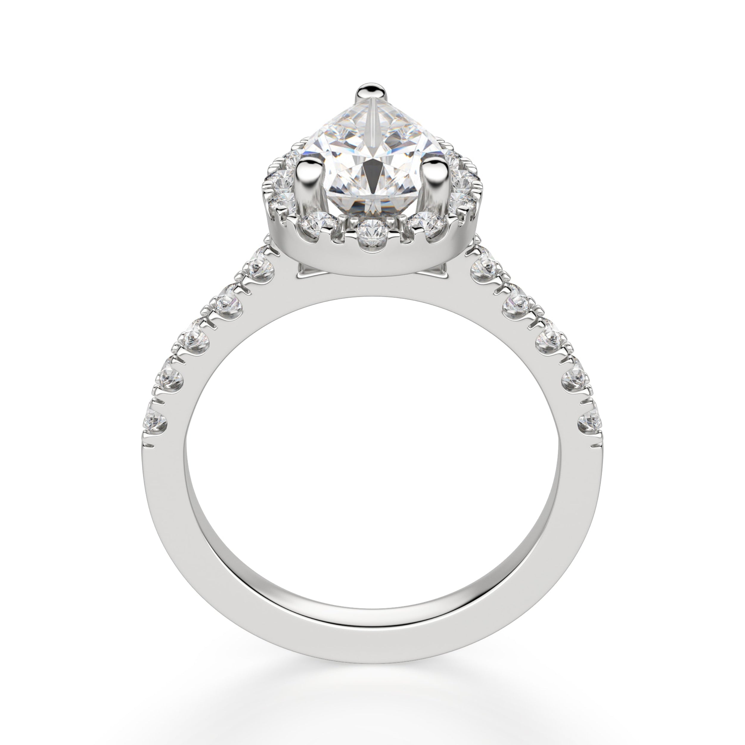 Moissanite Diamond Pear Cut Halo Engagement Ring