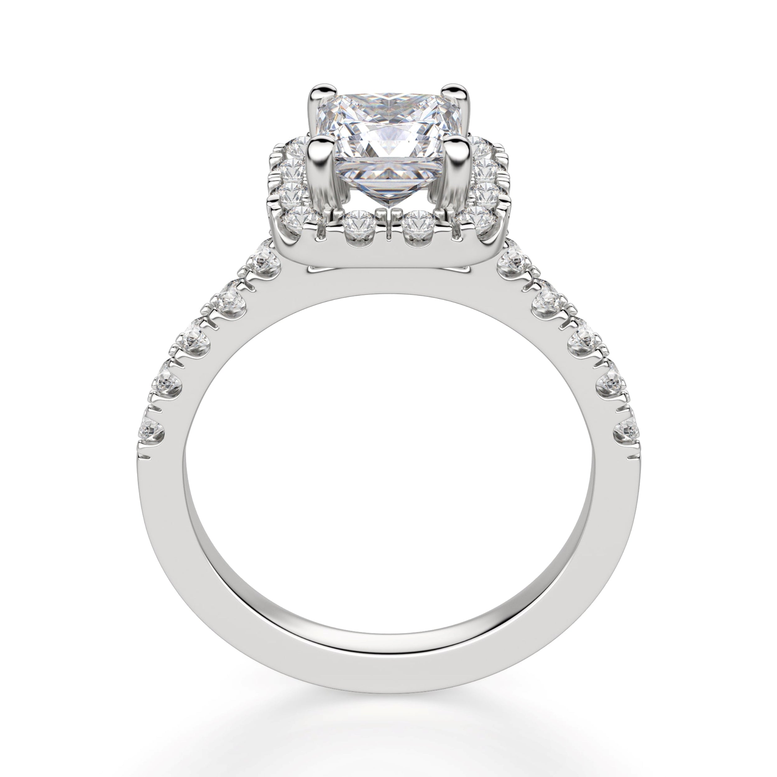 Princess Cut Halo Moissanite Engagement Ring