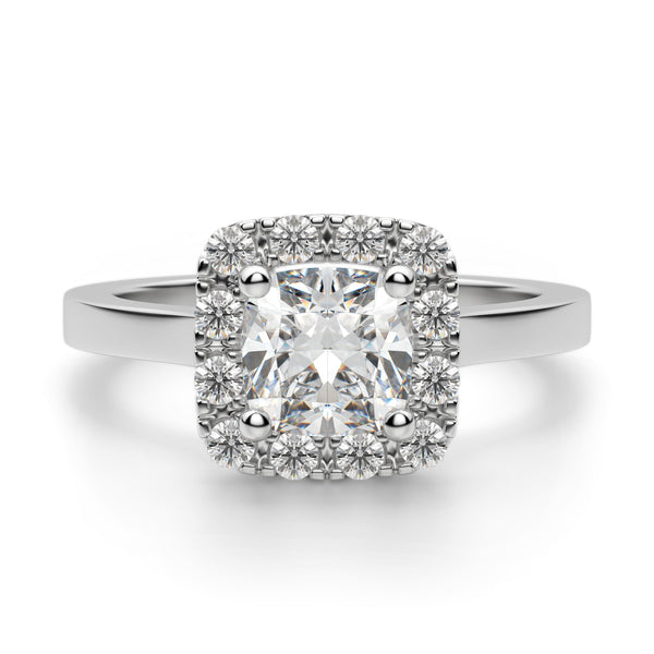 Cushion Cut Moissanite Halo Engagement Ring