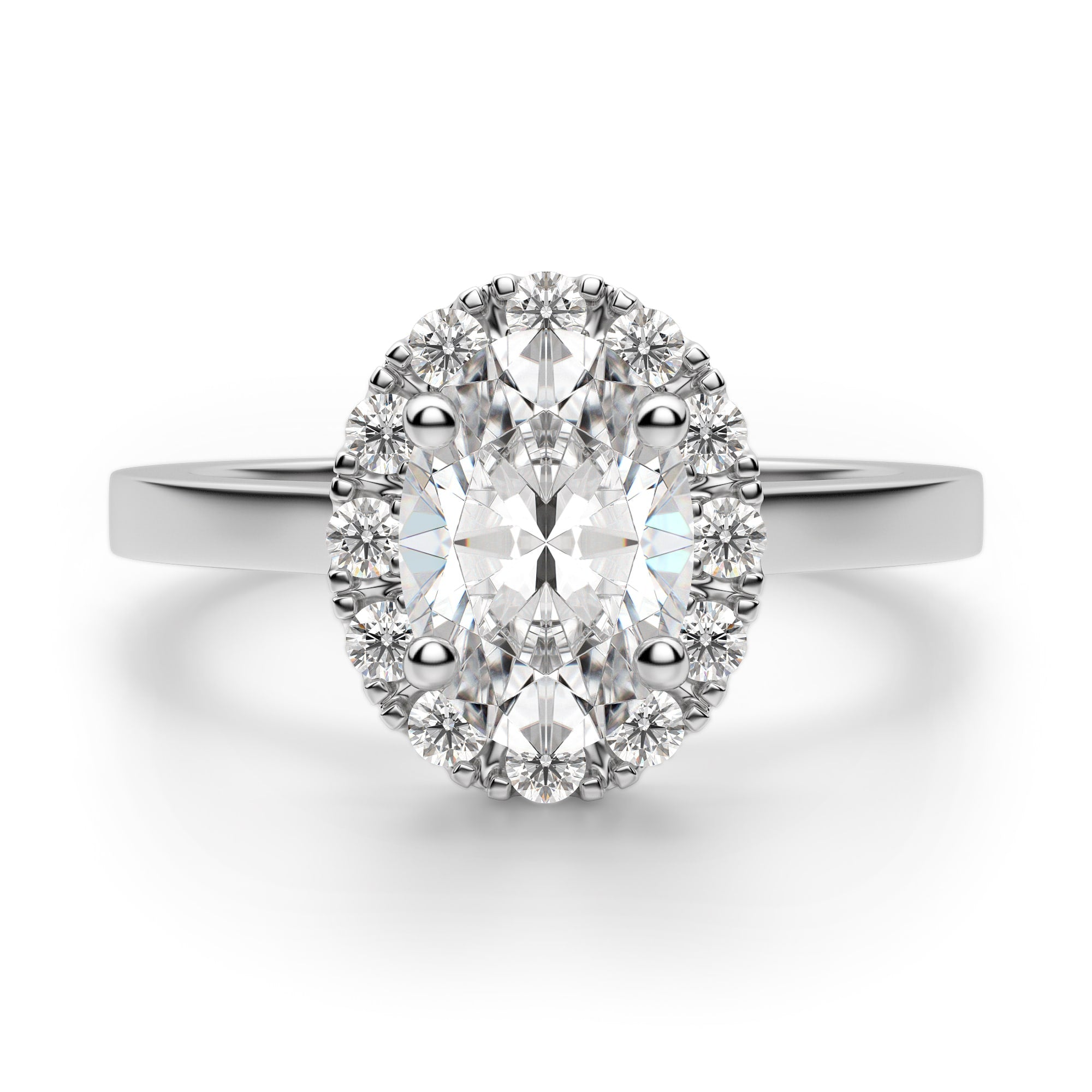 Oval Cut Moissanite Halo Engagement Ring