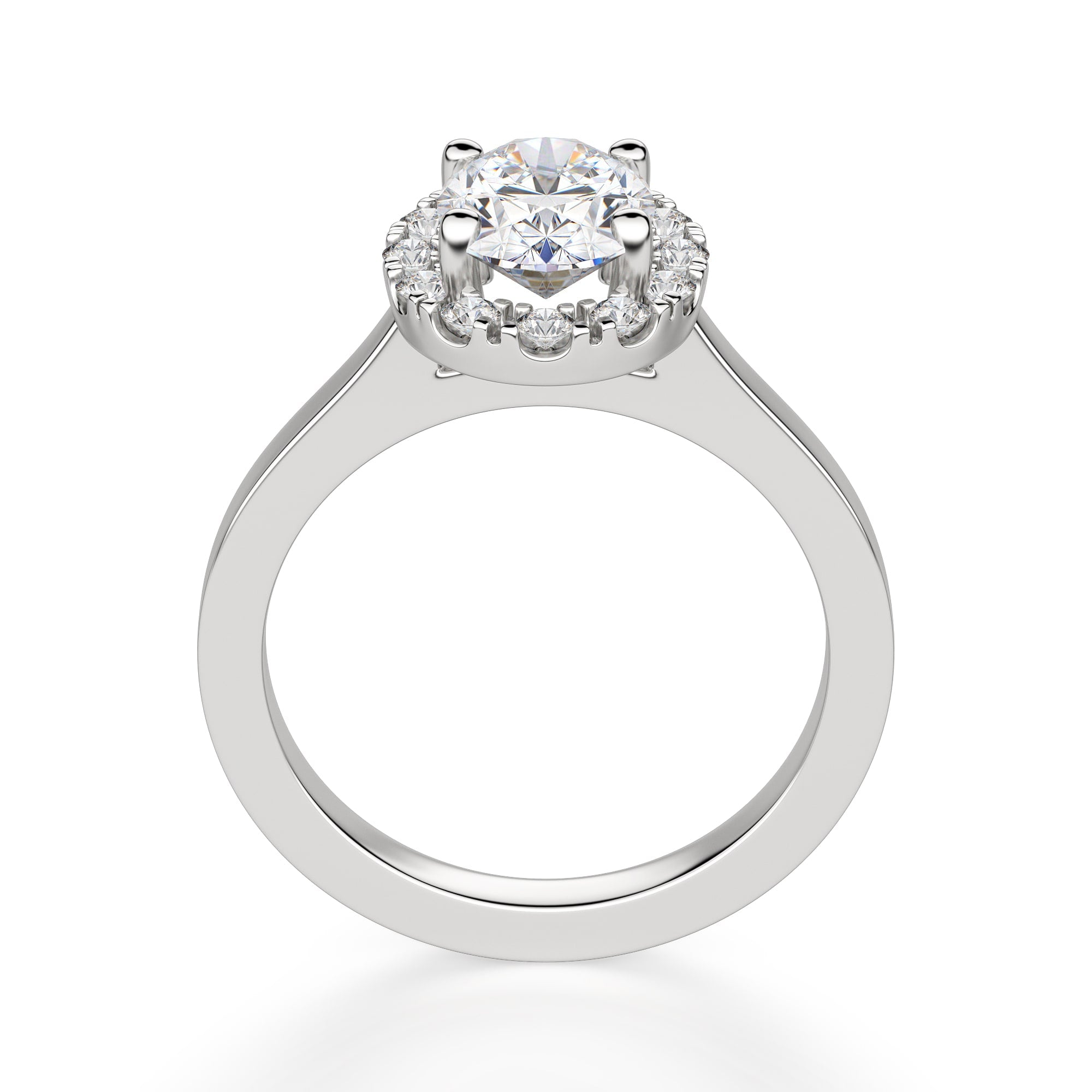 Oval Cut Moissanite Halo Engagement Ring